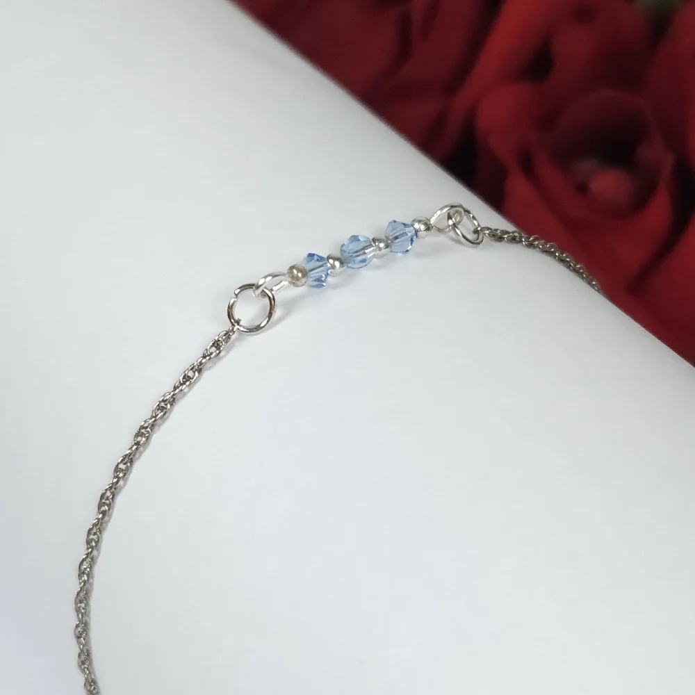 Handmade Dainty Blue Crystal Bar Silver Bracelet Dainty Crystal Chain Bracelet